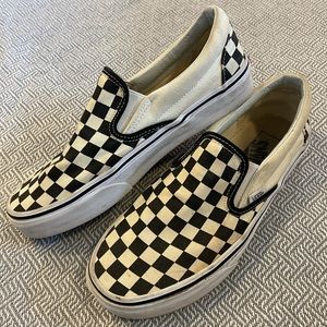 Checkered slip on vans